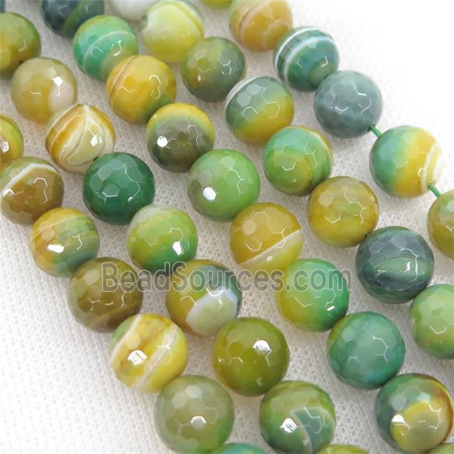 olive Striped Agate Beads, faceted round, A grade