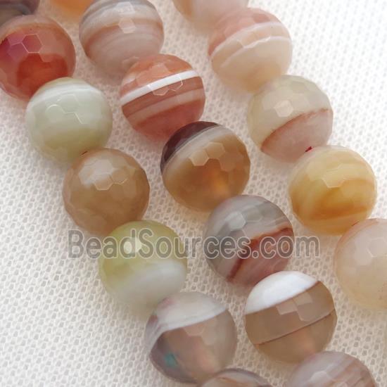 lt.red Striped Agate Beads, faceted round, A grade