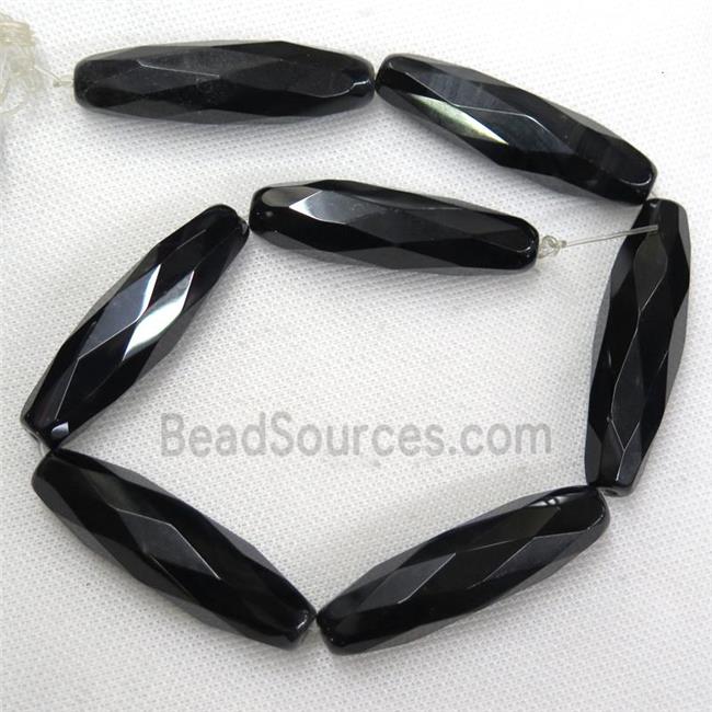 black Onyx Agate Beads, faceted rice