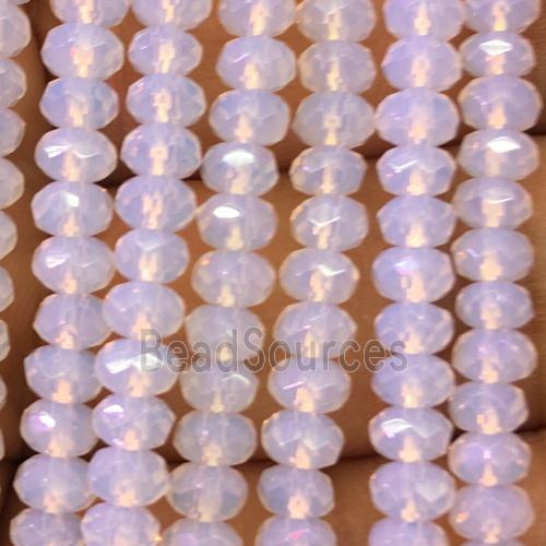 white opalite beads, faceted rondelle