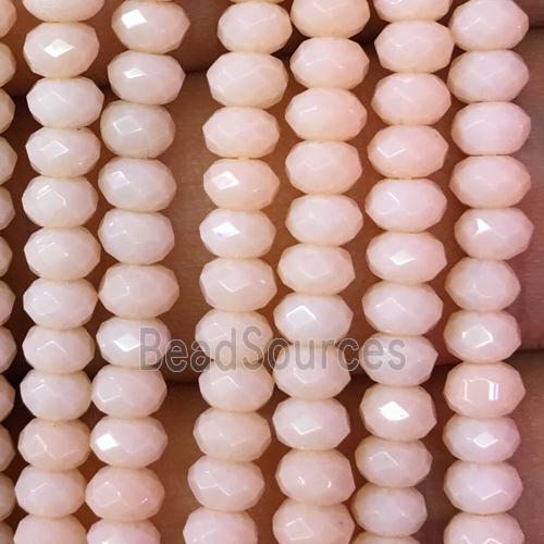 Jade beads, pink dye, faceted rondelle