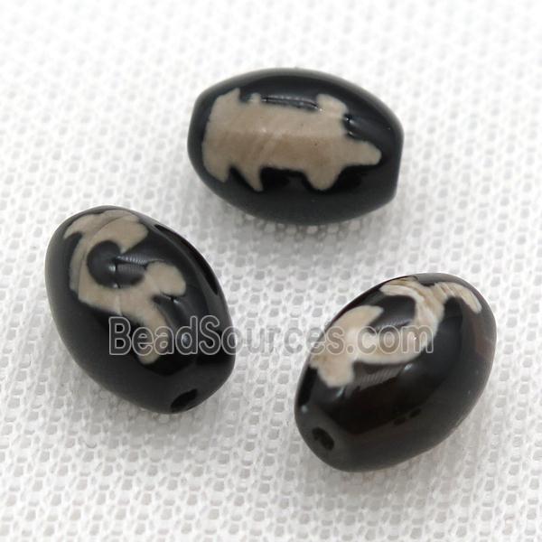 tibetan Dzi barrel beads