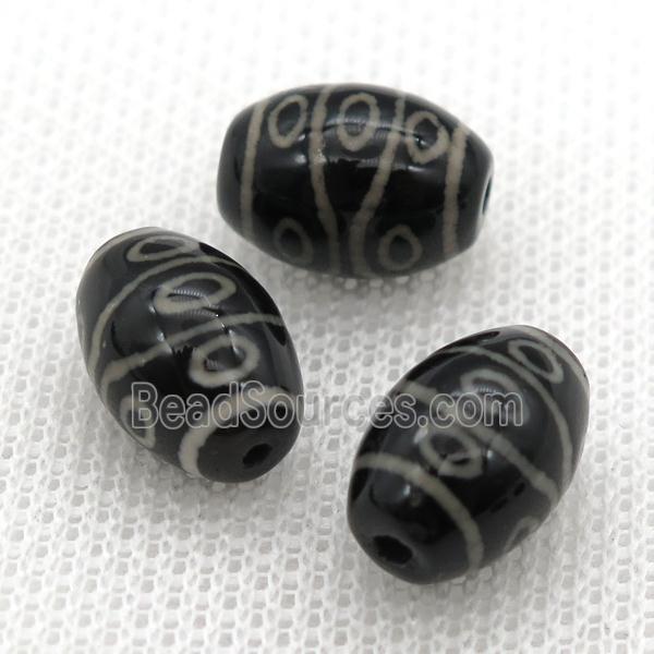 black tibetan DZi rice beads, eye