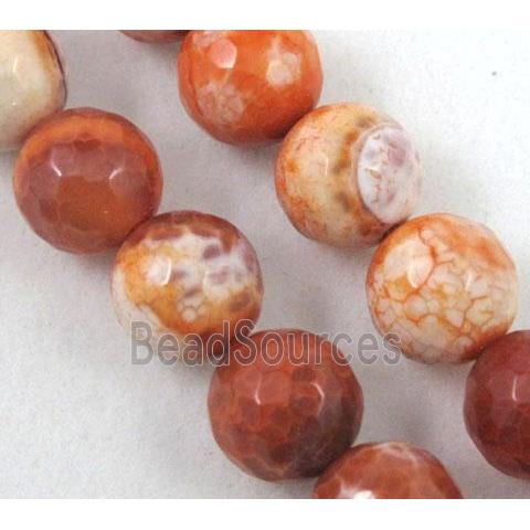 red Fire Agate Stone beads, faceted round