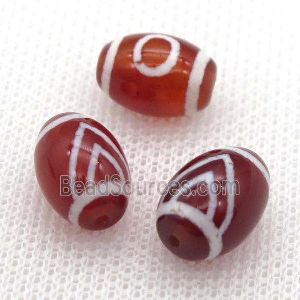 red tibetan DZi barrel beads