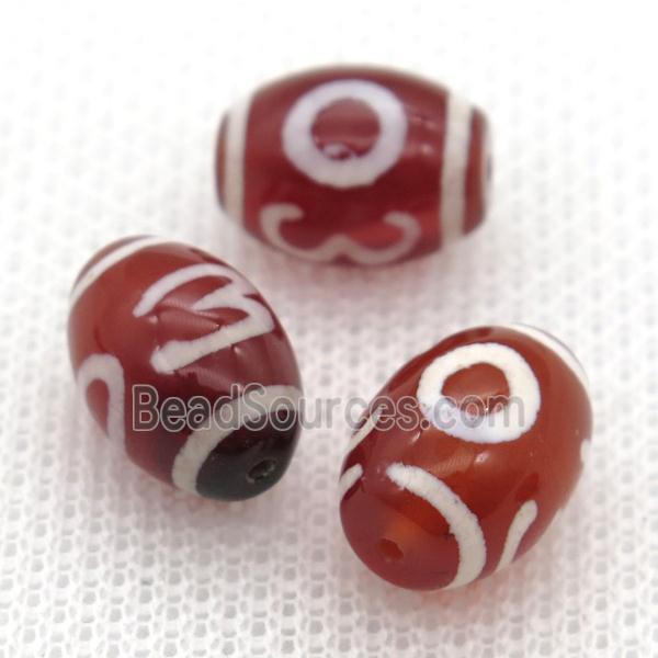 red tibetan DZi rice beads