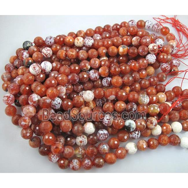 red Fire Agate Stone beads, faceted round