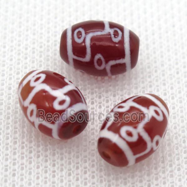 red tibetan DZi barrel beads