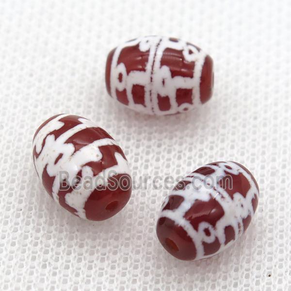 red tibetan DZi barrel beads