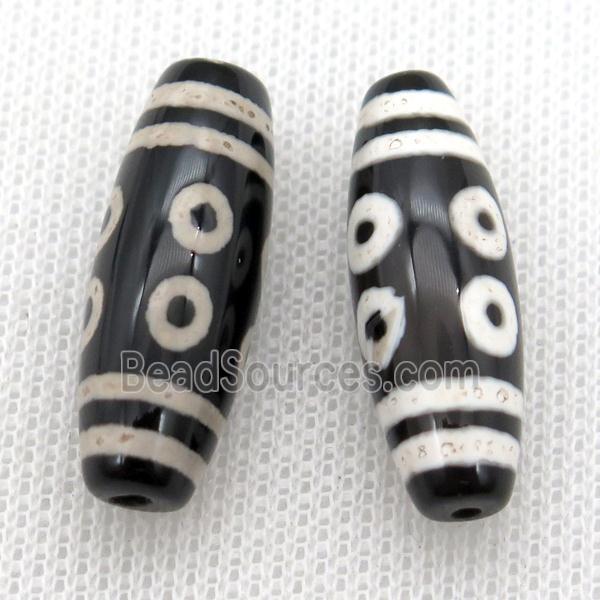 black tibetan DZi rice beads, eye