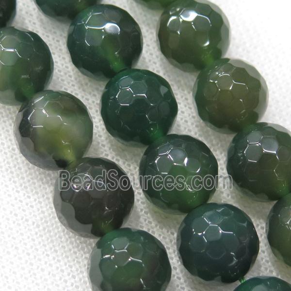 green Agate Beads, faceted round