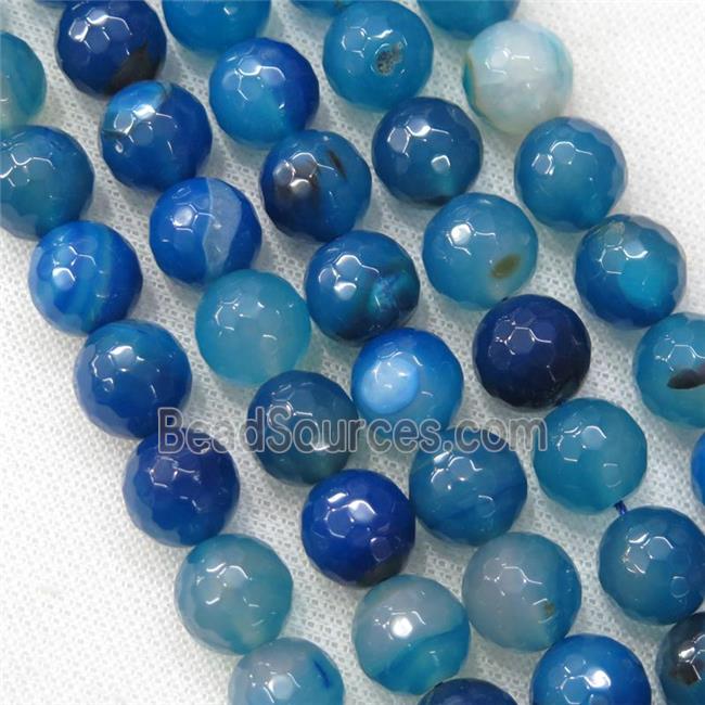 blue Agate Beads, faceted round