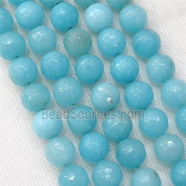 aqua Agate Beads, faceted round