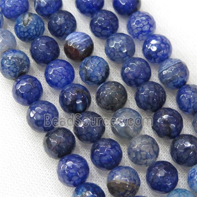 blue Veins Agate Beads, faceted round