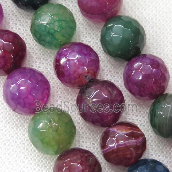 faceted round veins Agate Beads, mixed color