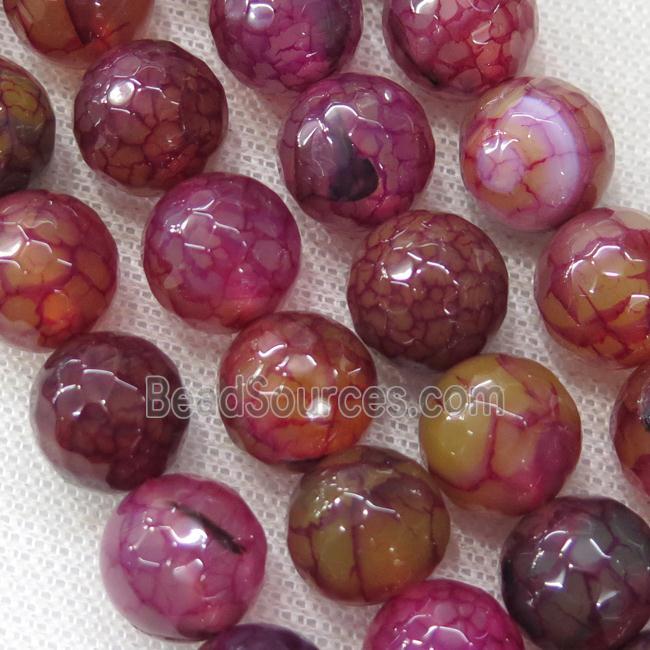 red veins Agate beads, faceted round