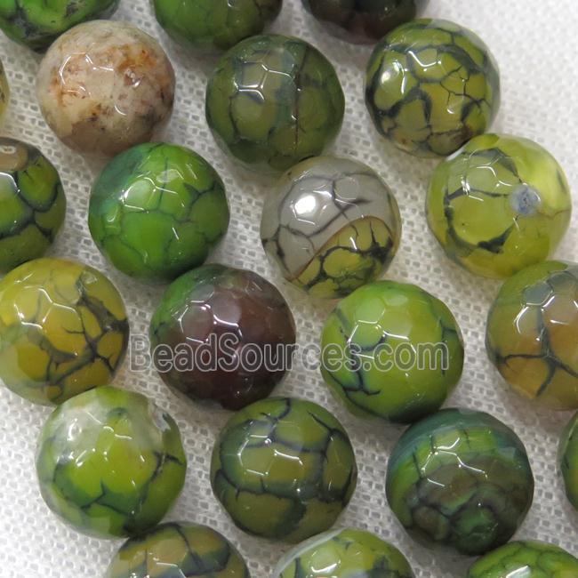 green veins Agate Beads, faceted round