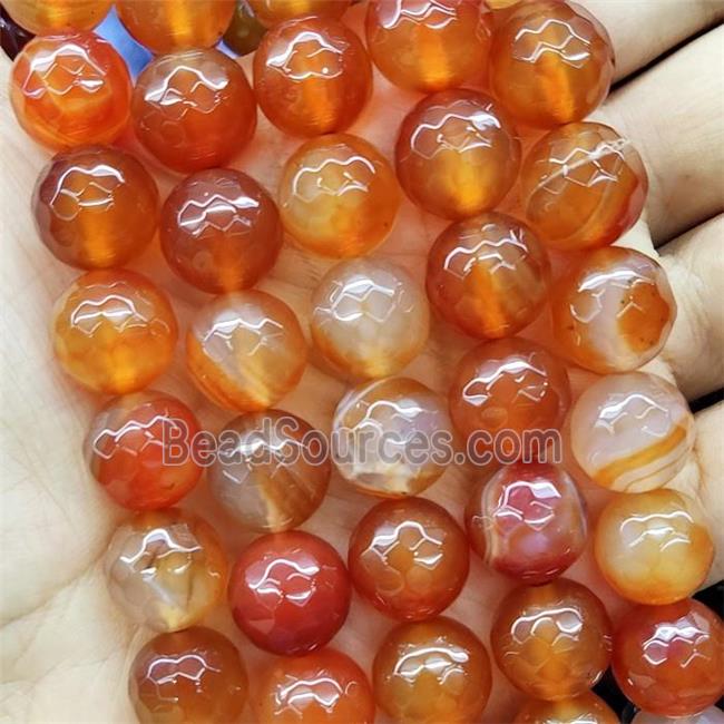 red Agate Beads, faceted round