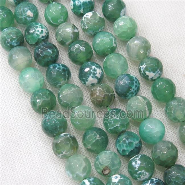 green Fire Agate Beads, faceted round