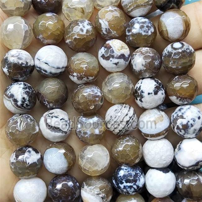 coffee Fire Agate Beads, faceted round