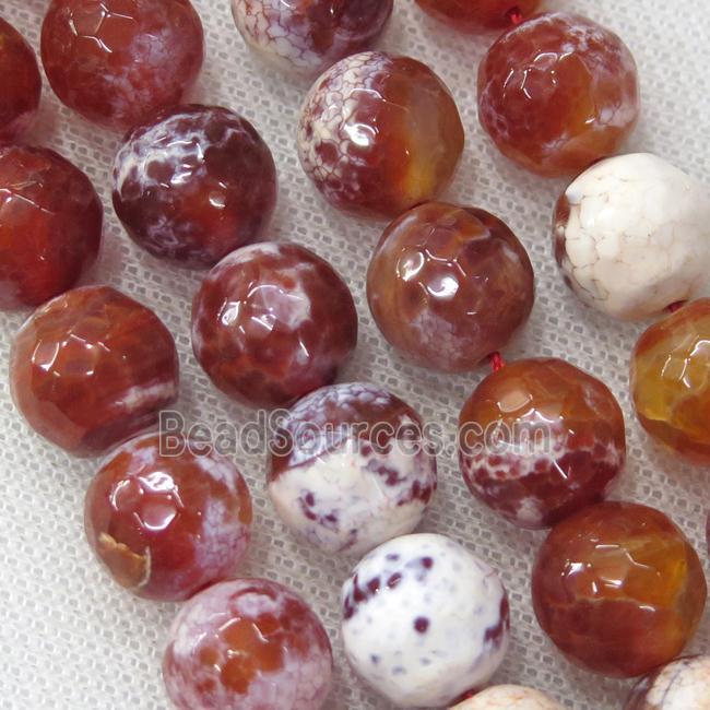 red Fire Agate Beads, faceted round