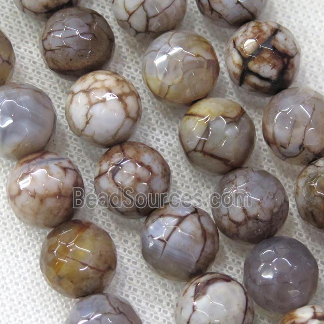 coffee veins Agate Beads, faceted round