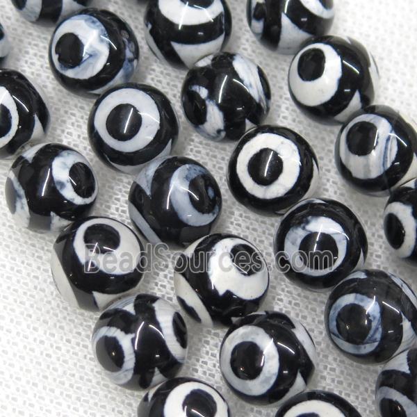 round black Tibetan Agate eye Beads