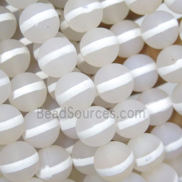 round matte white Tibetan Agate Beads, line