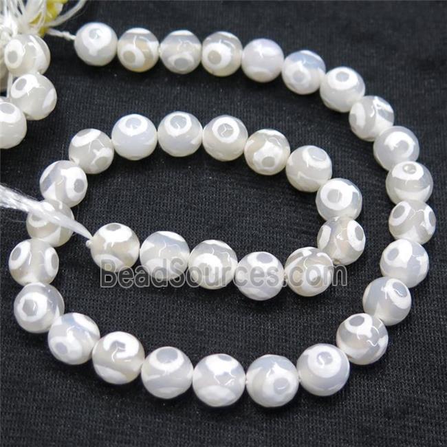 faceted round Tibetan Agate Beads, eye