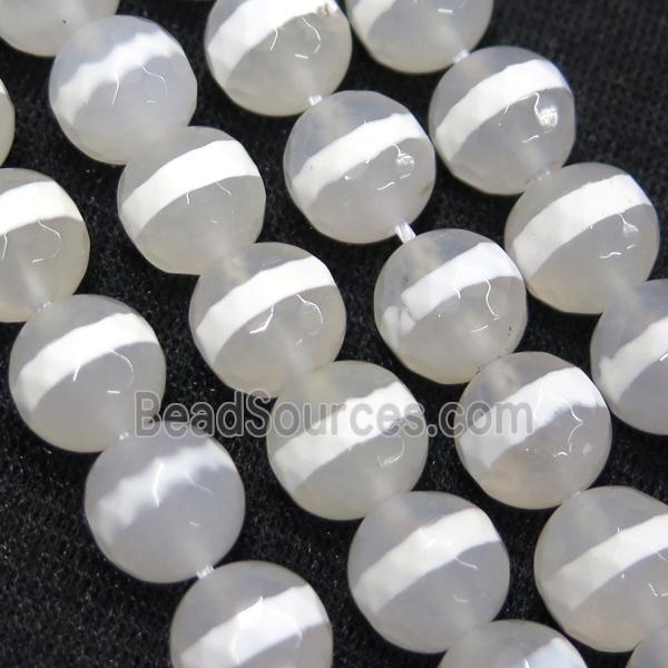 faceted round Tibetan Agate Beads, line