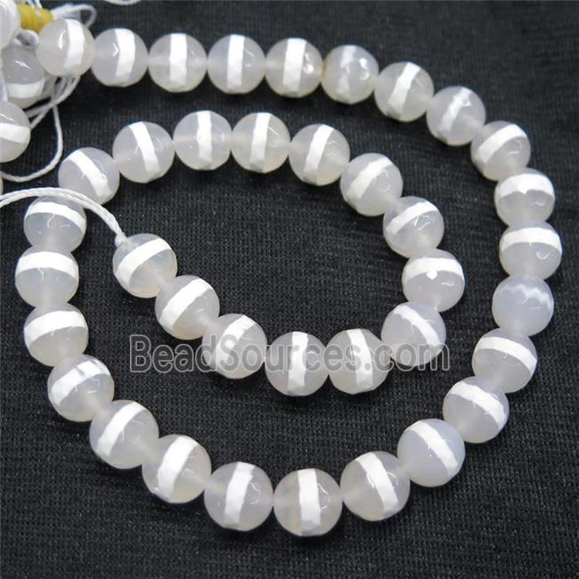 faceted round Tibetan Agate Beads, line