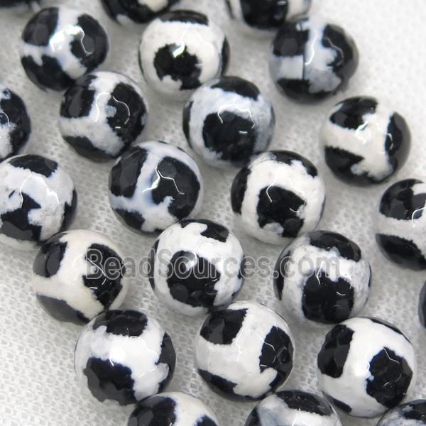 faceted round Tibetan Agate Beads, football