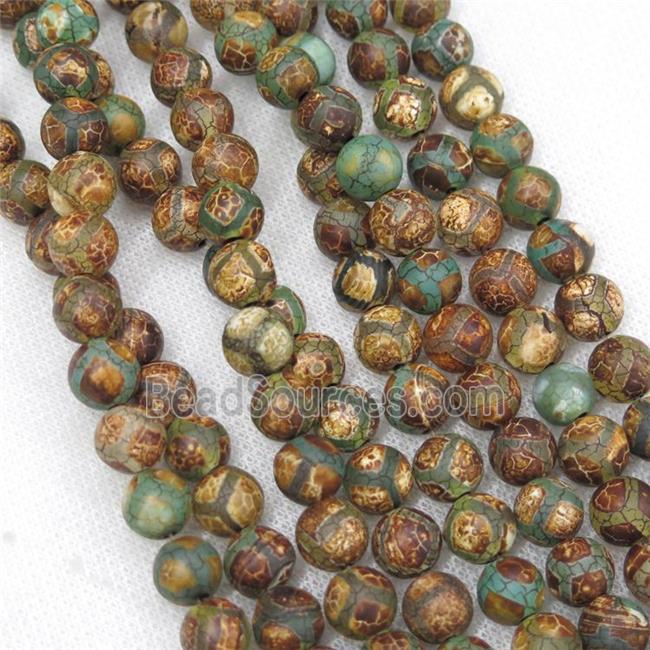 round green crackle Tibetan Agate Beads, football