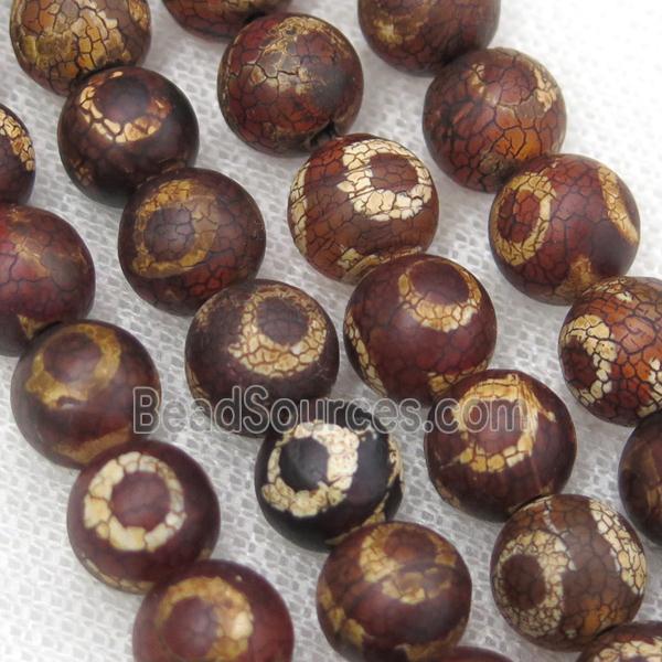 round crackle Tibetan Agate Beads, line, antique red