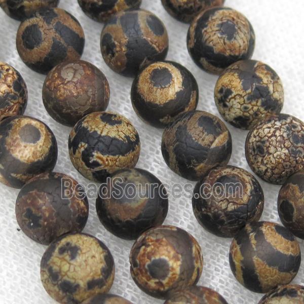 round black crackle Tibetan Agate Beads, eye