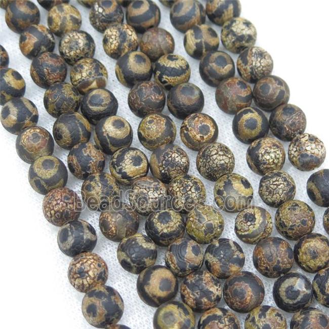 round black crackle Tibetan Agate Beads, eye