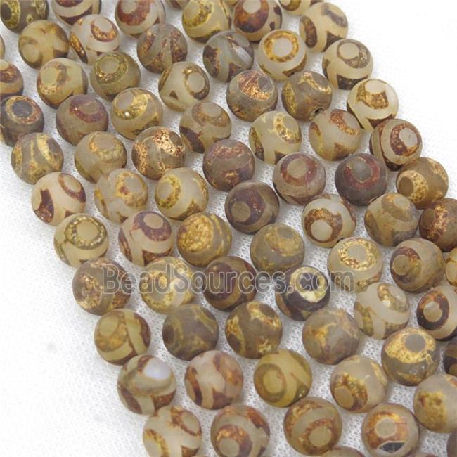 round tibetan agate beads, eye, antique coffee