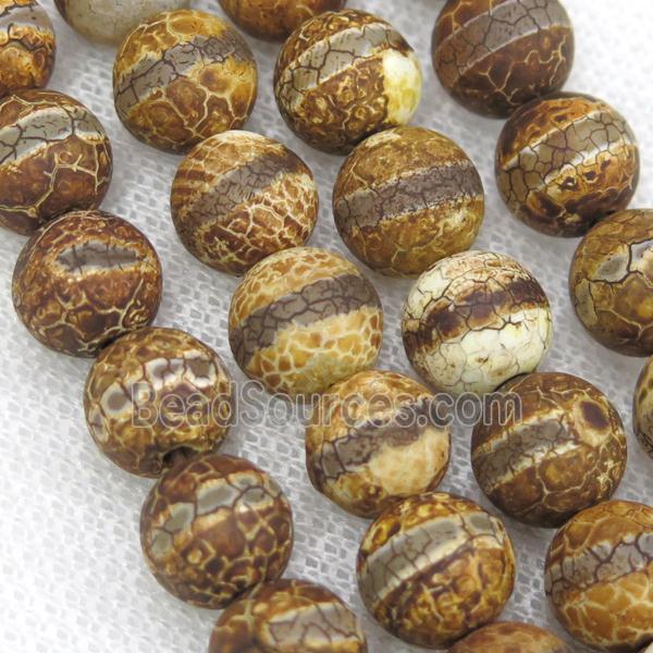 round crackle tibetan agate beads, line, antique coffee