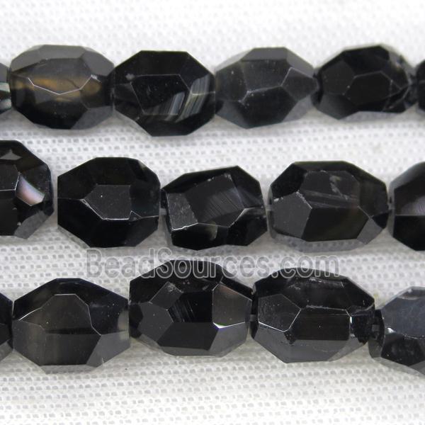 natural black Agate nugget beads, freeform