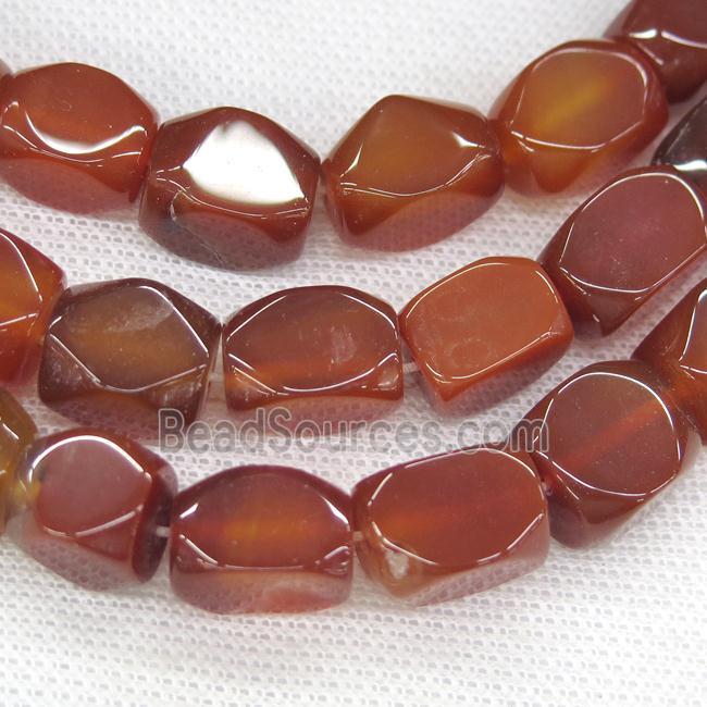 red Carnelian Agate beads, faceted cuboid