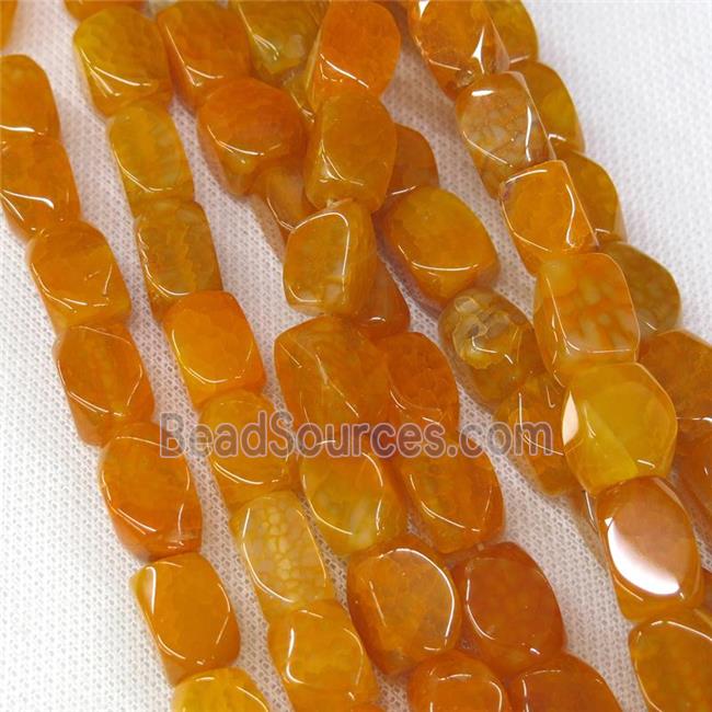 orange Agate beads, faceted cuboid