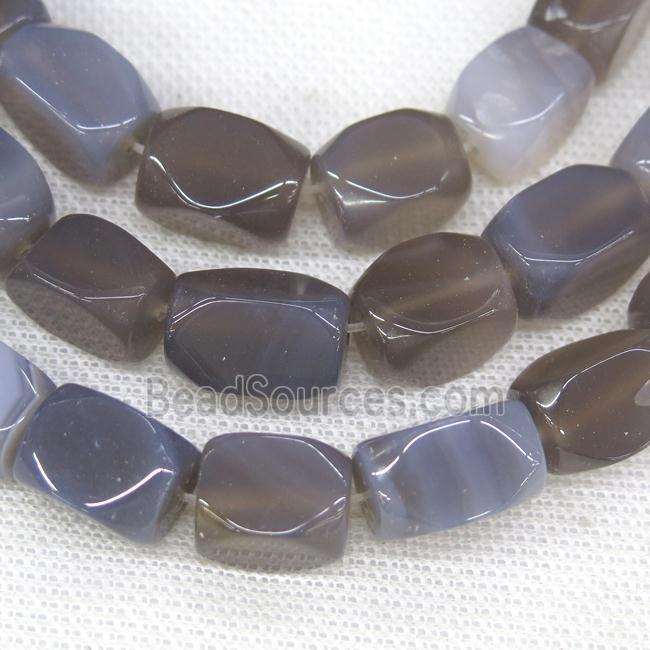 gray Agate beads, faceted cuboid