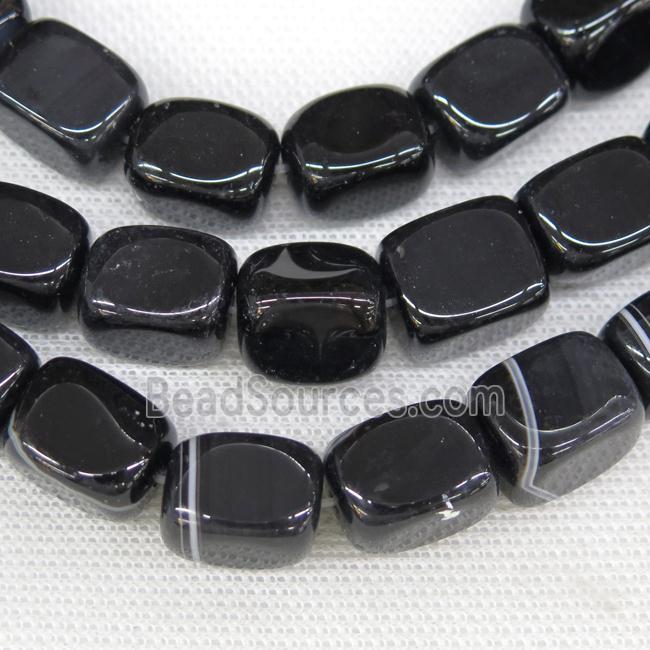 black Agate beads, faceted cuboid