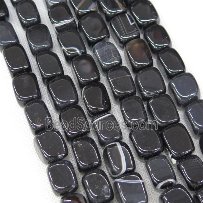 black Agate beads, faceted cuboid