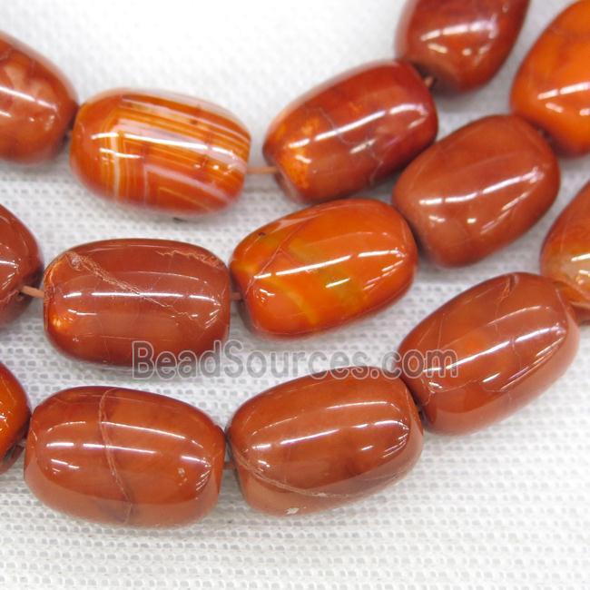 orange Agate barrel beads