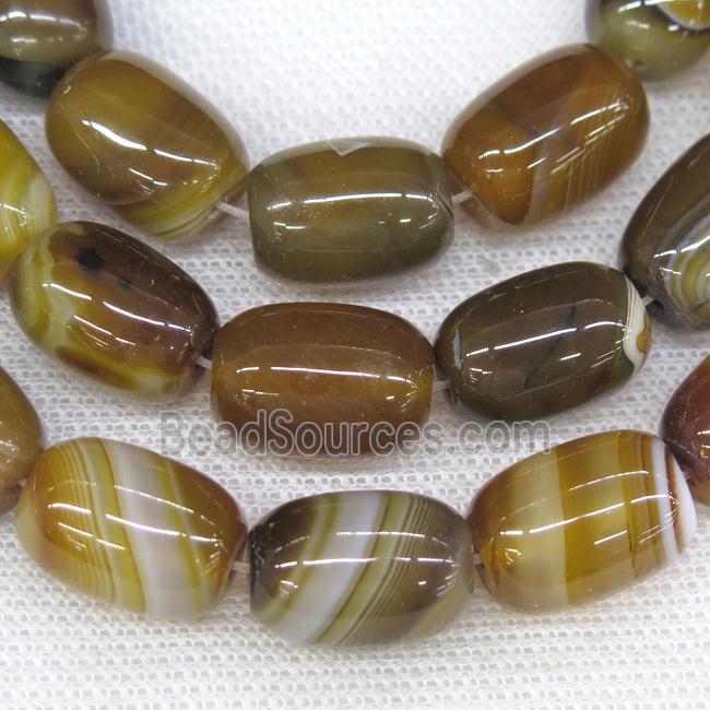 coffee stripe Agate barrel beads