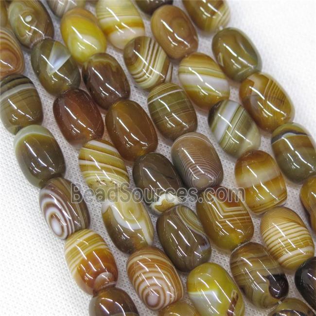 coffee stripe Agate barrel beads