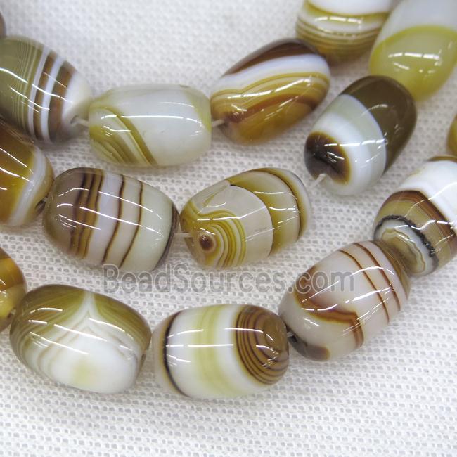 coffee stripe Agate barrel beads