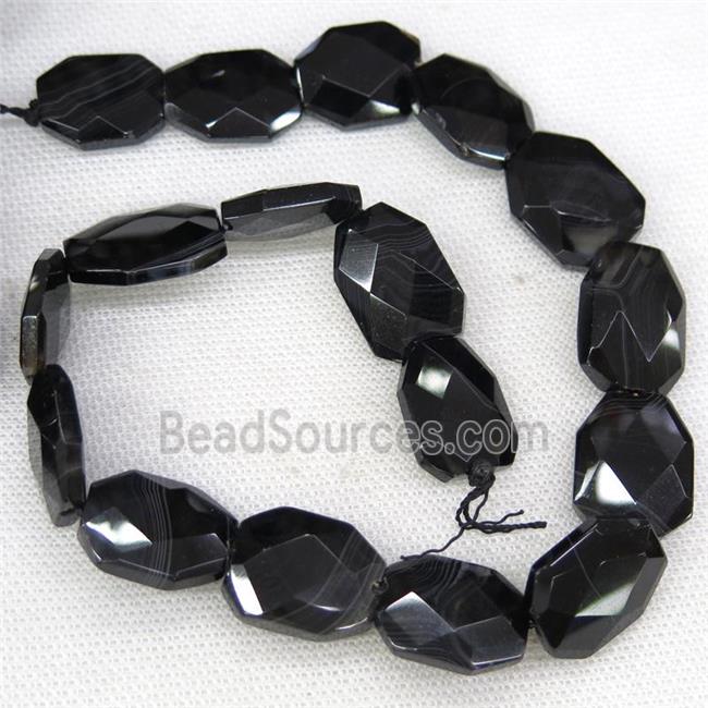 natural black Onyx Agate slab beads, faceted freeform