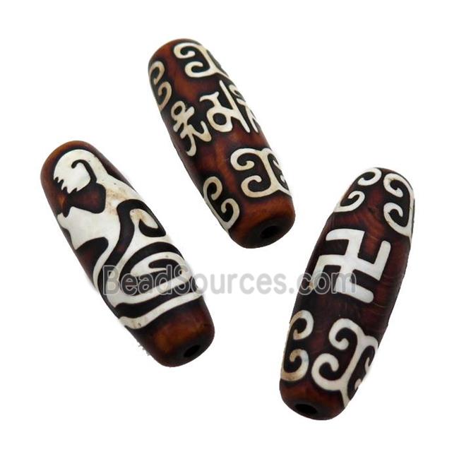 tibetan DZi Agate barrel beads, mixed